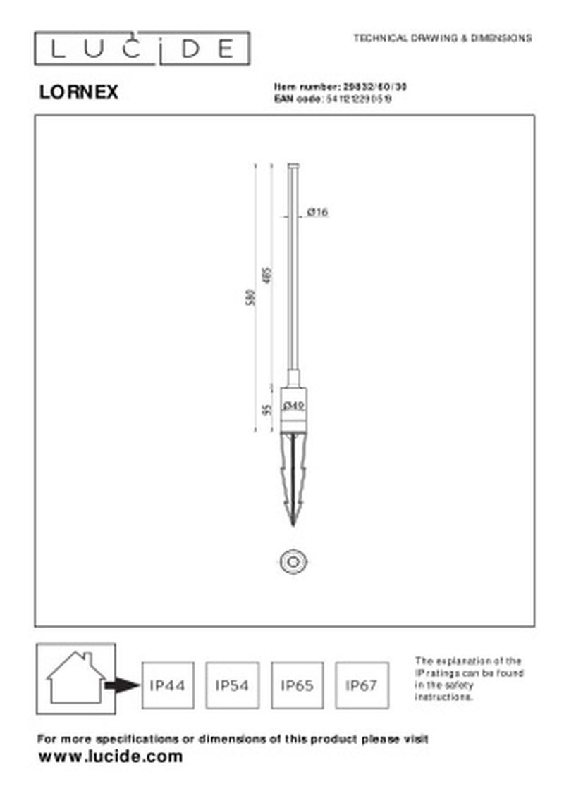 Lucide LORNEX - Záhradný reflektor - LED - 1x6W 3000K - IP54 - Čierny